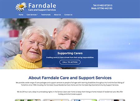 Gold website example - Farndale Care & Support Services