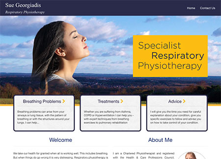Bronze website example - Sue Georgiadis Respiratory Therapy