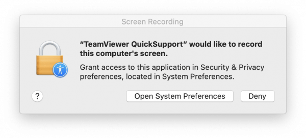 TeamViewer Open Screen Recording Preferences window
