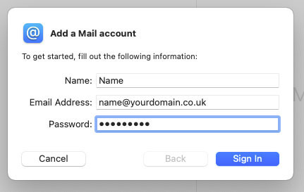 Add your mail account details