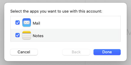 Select the Apps you want to use with your account