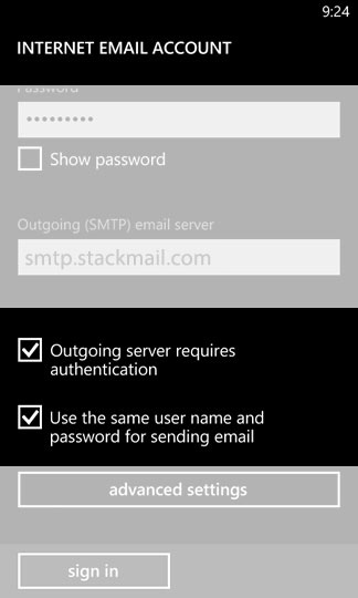 Outgoing server requires authentication
