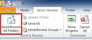 Send and receive in Outlook 2010
